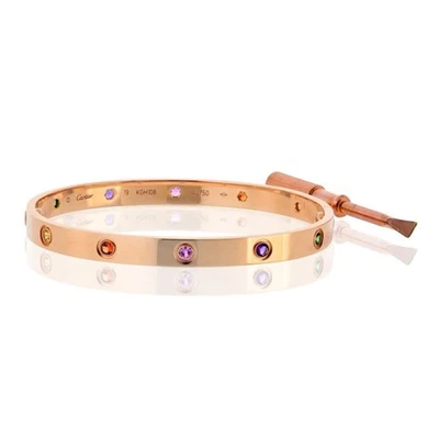 Pulsera Cartier Love Oro Rosa 18K Piedras Preciosas Multicolores Talla 19 Foto 1 de 4