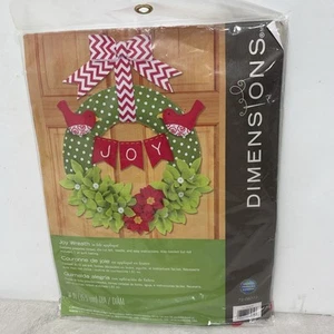 New! Dimensions Felt Embroidery Wreath Kit Christmas Joy Appliqué Birds Flowers - Picture 1 of 5