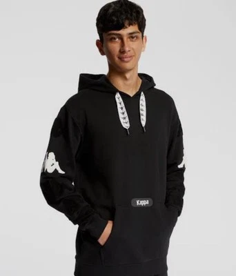 Kappa Sand Charice Men’s Small Hoodie Pullover Sweatshirt Black 3D Fuzzy Logos - Image 1 of 4