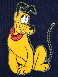 Vintage Pullover Disney Gr. M 80er Big Pluto Filz Patch Baumwolle Acryl Rundhals - Bild 1 von 7