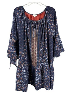 Vestido Umgee Talla L Azul Óxido Volantes Boho Manga Tulipán Calce Relajado Rancho Festival - Imagen 1 de 7