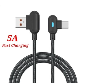 Type-C to USB Charge Cable Elbow 5A Fast Sync Lead For Samsung ,Huawei, Xiaomi - Picture 1 of 3