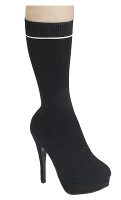 Nuevo Mujeres Suéter Elástico Tejido Calcetín Bota Medio Pantorrilla Botines Tacón de Aguja Plataforma Foto 1 de 4