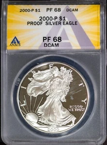 2000-P $1 Silver American Eagle PF 68 DCAM ANACS # 7668246 + Bonus - Picture 1 of 2