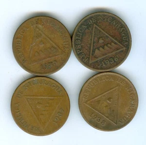 NICARAGUA 1935, 1936, 1937,   AND 1938 UN CENTAVO--CIRCULATED - Picture 1 of 2