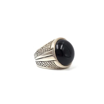 Anillo de plata de ley 925 anillo de ónix negro joyería para hombre 18,1 mm / 57 - Imagen 1 de 4