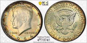 Kennedy 1964 medio dólar PCGS escudo de oro MS65 tono arco iris sin clasificar PQ - Imagen 1 de 11
