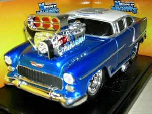 55 CHEVY VOTE AMERICA BLUE W WHITE TOP. 2004 MUSC.MAC. MIB. 1:18 SCALE - Picture 1 of 1