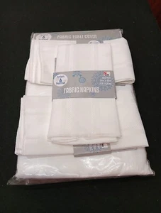 Tablecloth 6 napkins Trim a Home Fabric Satin Strip Oblong 60" x 84" matching - Picture 1 of 7