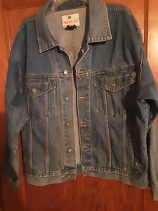 Mac Sport Denim Trucker Jacket Button Up Retro Mens Blue Large 90s Vintage - Picture 1 of 7