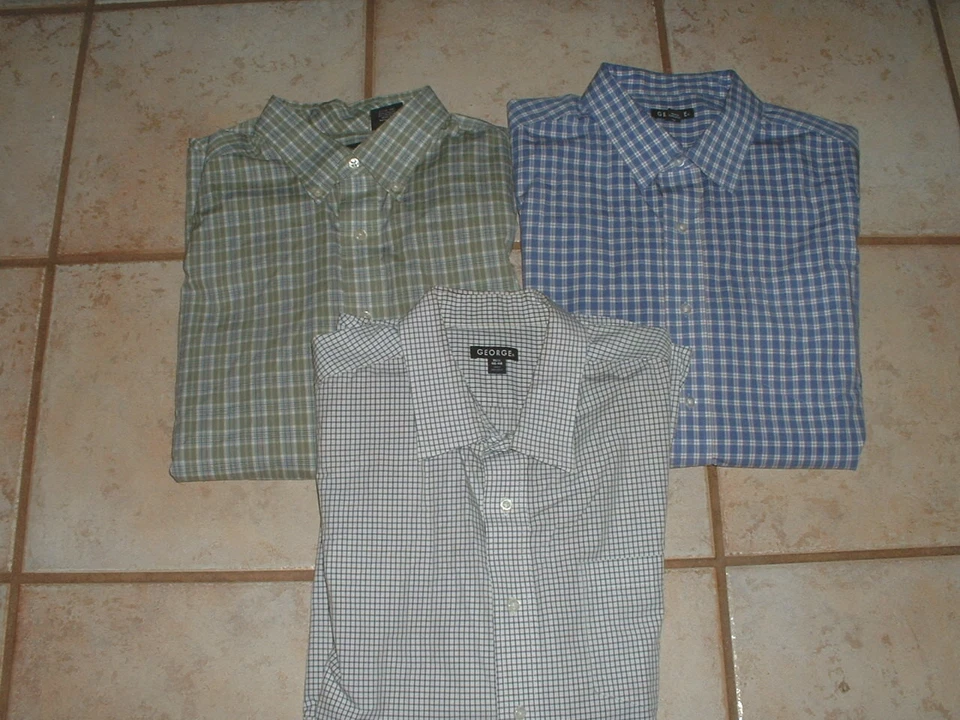 Lote 3 Camisas de Vestir Para Hombre George Abotonadas L/S Algodón XL (46-48) Foto 1 de 1