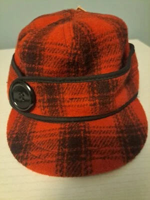 STORMY KROMER Women's the Button-up Cap Red/ Black Plaid  Size 6 3/4 NWT - Image 1 of 4