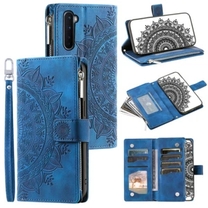 For OnePlus Nord Case Datura Leather Zipper Card Slots Flip Wallet Pocket Cover - Picture 1 of 67