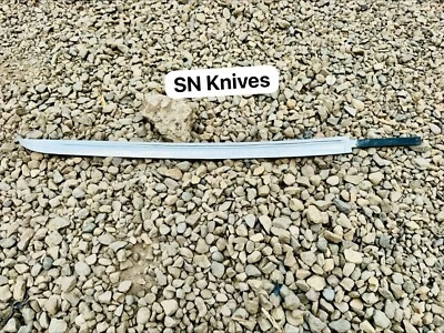 ОХОТНИЧИЙ МЕЧ КАТАНА РУЧНОЙ РАБОТЫ ИЗ УГЛЕРОДИСТОЙ СТАЛИ С ЧИСТЫМ ЛЕЗВИЕМ И КОЖАНЫМИ НОЖНАМИ - Изображение 1 из 4