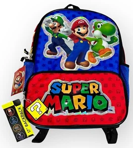 Nintendo Super Mario Bros Kids Boys Girls Character 17" Backpack School Book Bag - Picture 1 of 8