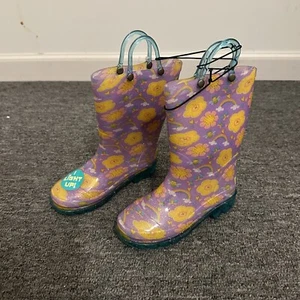 Western Chief Light Up Purple Rainbow Rubber Rain Boots Flower Size 11 - Picture 1 of 5
