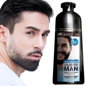 Permanent Men Beard Hair Color Dye Tint Moustache Black Darkening Shampoo 200ml - Picture 1 of 13