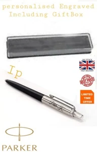 PERSONALISED ENGRAVED PARKER JOTTER BALLPOINT PEN BLACK - Blue & Black Ink - Picture 1 of 3
