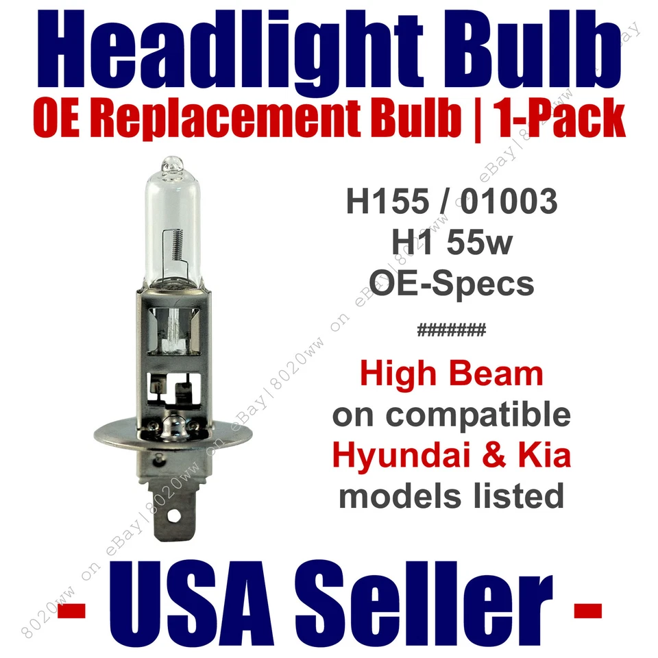 H1 Headlight Bulb High Beam OE Replacement fits Select Hyundai/Kia Listed 01003 - Image 1 of 1
