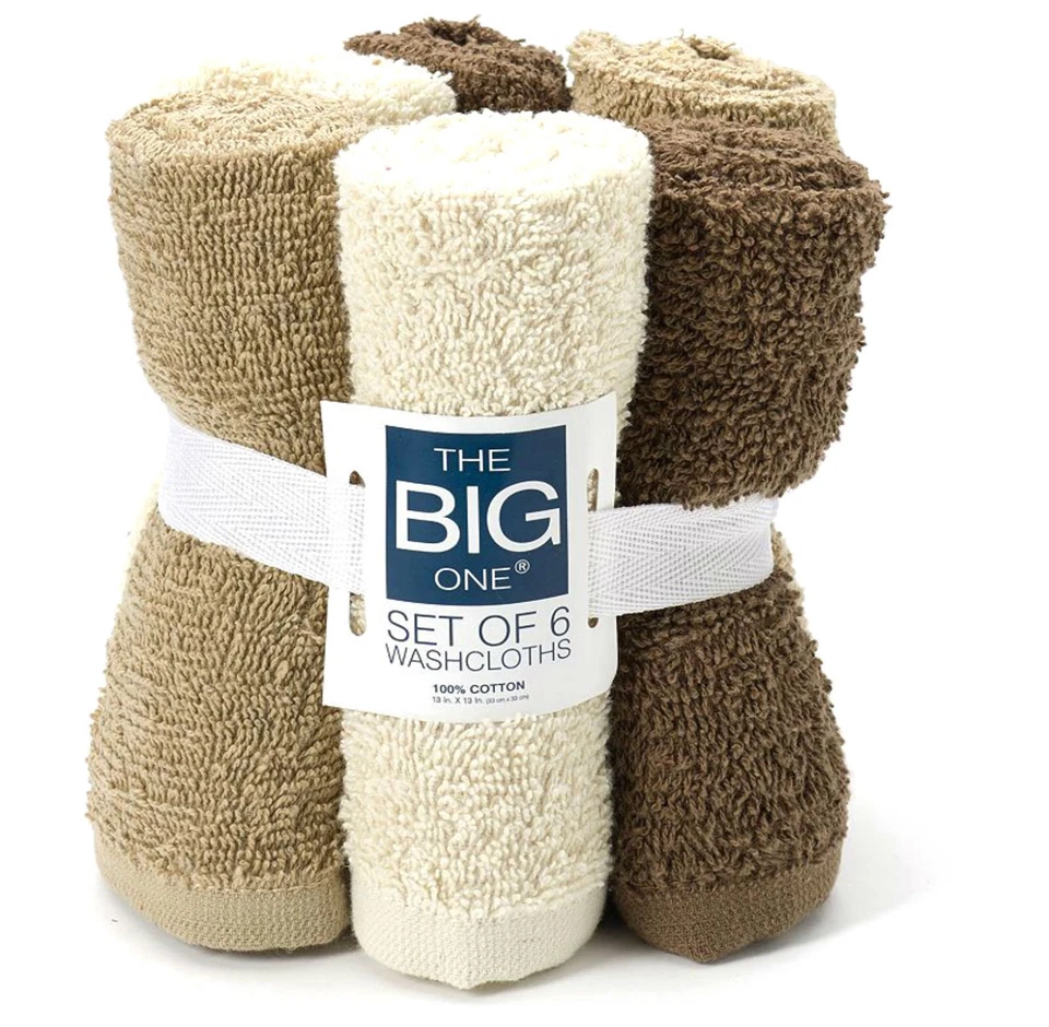 The Big One® Solid 6-Pack Washcloths, 13"x13" (choose one) - Image 1 of 1