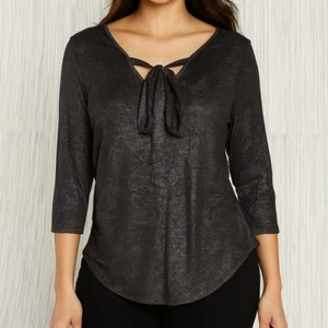 NEU Maurices 24/7 Shirt Bluse Gr. Large schwarz Glitzer Langarm Rundhalsausschnitt - Bild 1 von 7