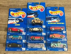 Hot Wheels Lote de 10 Tarjetas Azules Principios de los 90 Chevy Ford Lexus Cobra Hummer Cadillac - Imagen 1 de 4