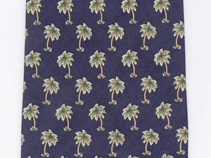 Tommy Bahama Men's Neck Tie Off Island Palm Tree Tropical Navy Blue 100% Silk - Picture 1 of 3