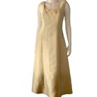 Vintage 60s Gown S/M Square Neck Peau de Soie-Feel No Tags Full Length Dress 