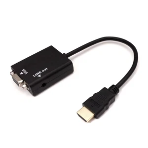 Mini HDMI to VGA + 3.5mm Jack Cable Adapter Signal Converter Digital to Analogue - Picture 1 of 4