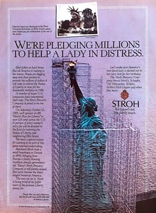 STROH'S RUN FOR LIBERTY—STATUE OF LIBERTY RESTORATION—ORIGINAL VTG 1985 PRINT AD - Bild 1 von 1