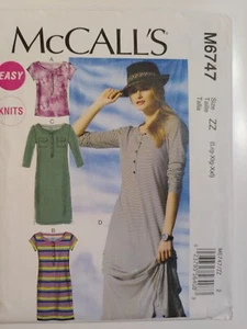 Top Dress Knit L XL XXL McCalls M6747 Sewing Pattern 6747 Easy Pullover Loose - Picture 1 of 9