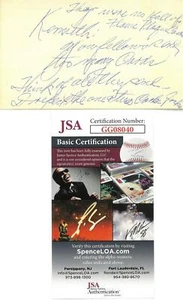Scheda indice crema 3x5 firmata Jocko Conlan autentica autografata JSA #GG08040 - Foto 1 di 2