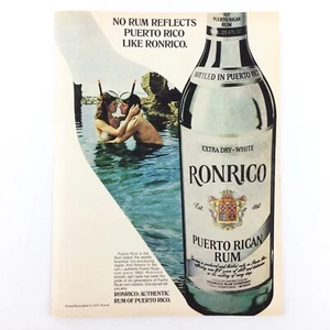 Ron Ron Puertorriqueño ANUNCIO IMPRESO VINTAGE Snorkel Pareja Vacaciones Románticas - Imagen 1 de 1