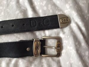 Mens Navy Suede Dolce And Gabbana Navy Suede Belt- Immaculate