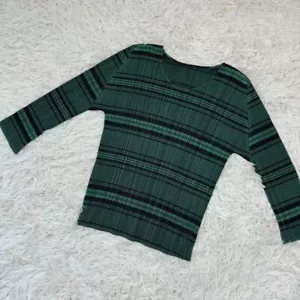 pliegues please tops Issey Miyake camisa estampada verde talla 3 Japón - Imagen 1 de 7
