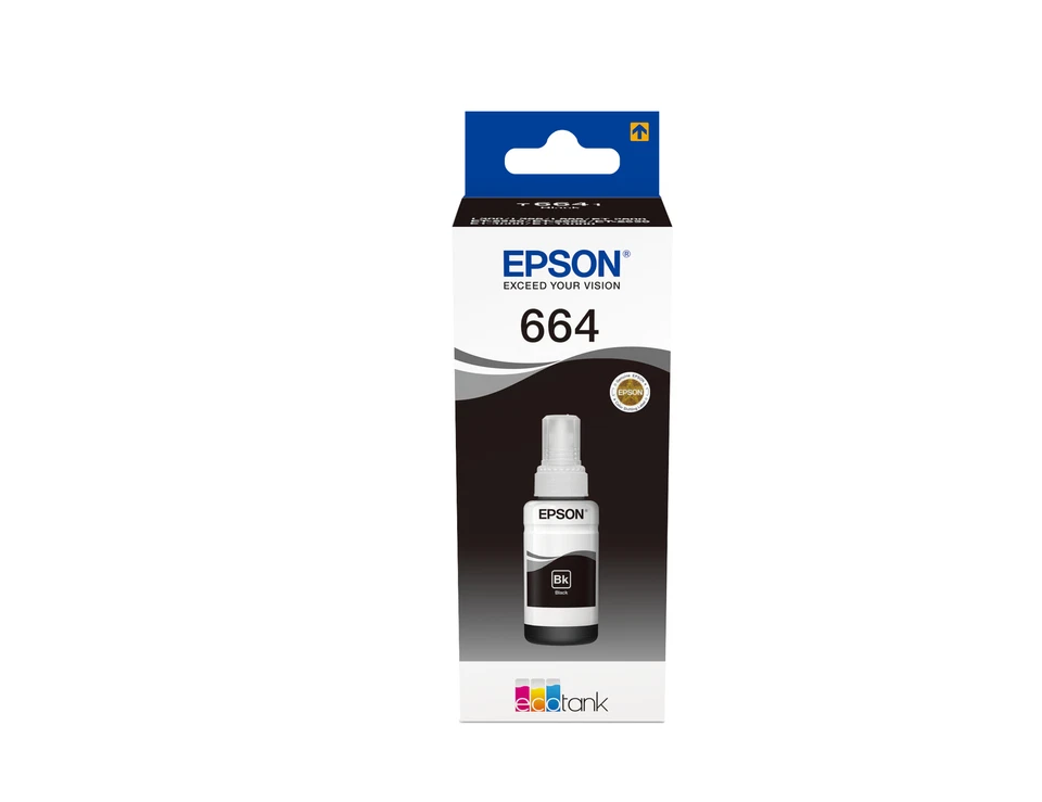 FLACONE RICARICA INCHIOSTRO CARTUCCIA ORIGINALE EPSON ECOTANK 664 NERO