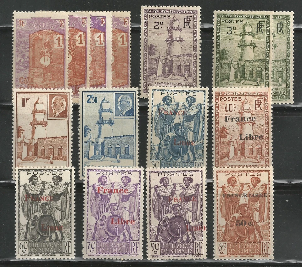 SOMALIA COAST. - 1915-43 - Lot of 15 stamps - Scott no. 80 to 223 Most are MNH - Image 1 of 1