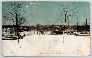 Wilmington Delaware~Brandywine Park in Winter Snow~Market Street Bridge~1909 PC - Imagen 1 de 2