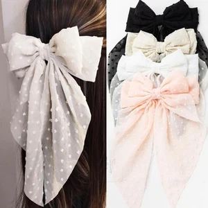 Large Hair Bows 4 PCS - Cute Oversized Ribbon Beige, light pink, white, black  - Picture 1 of 9