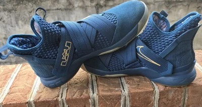 USED Nike LeBron Soldier 12 Blue Force/Aegean Storm-Metallic Gold Men Size 9.5 - Image 1 of 4