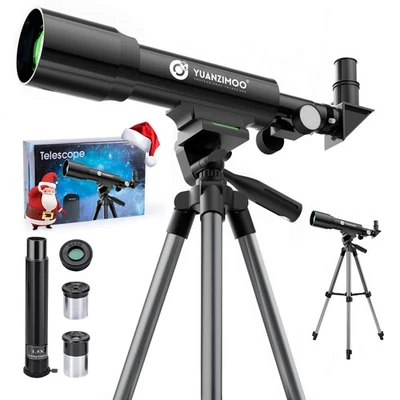 50mm Refractor Telescope 360mm with Tripod for Comet Spotting Beginners - Black - Image 1 of 4