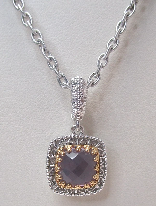 Colar de ametista vintage Gabriel & Co. ouro amarelo 18k e prata esterlina - Imagem 1 de 4