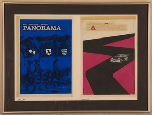 Howard Shoemaker Porsche Panorama Covers ORIGINAL Pen & Ink Watercolor - RARE!! - Foto 1 di 3