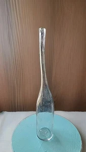 Wine Bottle Stretched Vintage Art Glass Bubbles Statement Vase 16" Hand Made - Picture 1 of 7