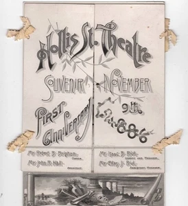 SEHR SELTEN - 1886 Hollis St Theatre First Anniversary Souvenir Program - Folding - Bild 1 von 3