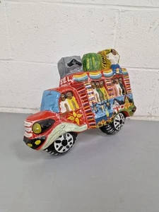 Vintage Rare Haiti Folk Art Jacmel Paper Mache Bus Signed, Collectable Wall Art - Picture 1 of 14
