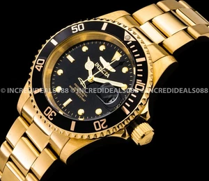 Invicta Herren PRO DIVER SCHWARZES ZIFFERBLATT 18K VERGOLDET Armband 40mm SS Modeuhr - Bild 1 von 8
