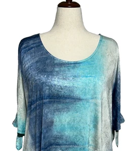 Top Catherines Mujer 3X Azul Verde Ombre Mangas Corbata Cuello Redondo Carrera - Imagen 1 de 9