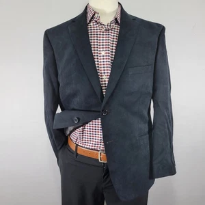 Tasso Elba Men's Sport Coat Blazer Two Button Suede Deep Navy Polyester 42S - Picture 1 of 15