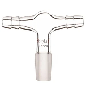 STONYLAB Glass Inlet Adapter 2 Hose 14/20 Lab Glassware Taper Joint - Picture 1 of 3